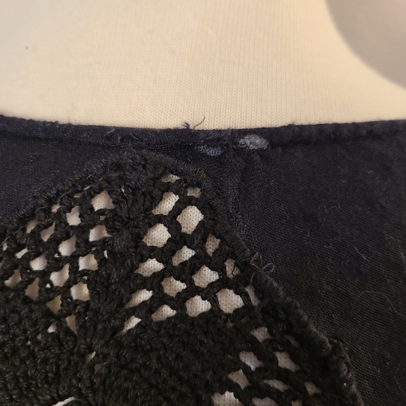 Free People Black Crochet Bell Sleeve Top - Picture 6 of 8